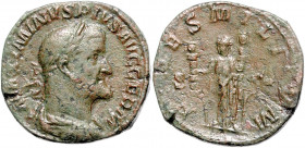 RÖMISCHES REICH, Maximinus I. Thrax, 235-238, AE Sesterz (235-236), Rom. Belorb. Büste r. Rs.Fides zw. zwei Standarten. 16,55g.
ss
RIC 43; C.10