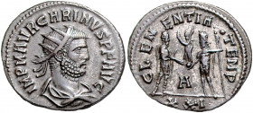 RÖMISCHES REICH, Carinus, 283-285, AE Antoninian, Cyzicus. Büste r. mit Strahlenkrone. Rs.Jupiter überreicht Victoriola an Kaiser. 3,42g.
f.vz
RIC 3...