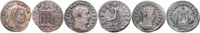 RÖMISCHES REICH, Constantius I., 305-306, AE Follis, ST =Ticinum. Belorb. Büste r. Rs.Fides l. sitzend, FIDES MILITVM. (ss+) 9,25g. DAZU:DIVS CONSTANT...