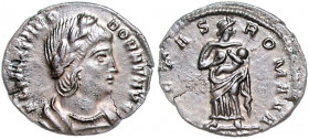 RÖMISCHES REICH, Theodora, Zweite Gemahlin des Constantius I., +335, AE Follis (335), TRP =Trier. Diad. Büste r. Rs.Pietas mit Kind auf dem Arm r. ste...