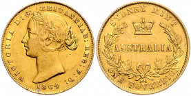 AUSTRALIEN, Victoria, 1837-1901, Sovereign 1864. 7,95g.
Ware ist MwSt-befreit
VAT tax free
GOLD, vz
Frbg.10; KM 4