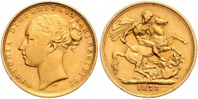 AUSTRALIEN, Victoria, 1837-1901, Sovereign 1873 M, Melbourne. 7,93g.
Ware ist MwSt-befreit
VAT tax free
GOLD, ss
KM 7