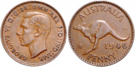 AUSTRALIEN, Georg VI., 1936-1952, Penny 1946, Melbourne. 240.000 Ex.
ss+
KM 36