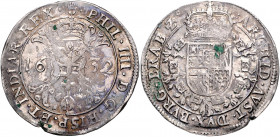 BELGIEN / BRABANT, Philipp IV., 1621-1665, 1/2 Patagon 1632, Antwerpen. Mzz.Hand. 13,91g.
kl.Sf.a.Rd., ss/ss-vz
Delm.301; KM 46.4