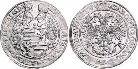 BELGIEN / RECKHEIM, GRAFSCHAFT, Wilhelm von Vlodorp, 1556-1565, Taler o.J., mit Titel Karls V. Zweifach behelmtes Wappen. Rs.Doppeladler unter Krone. ...