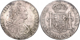 BOLIVIEN, Karl IV., 1788-1808, 8 Reales 1793 PTS PR, Potosi. 27,12g.
ss
KM 73