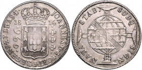 BRASILIEN, Johannes, Prinzregent, 1805-1818, 960 Reis 1816 B, Bahia. 26,79g.
ss
KM 307.1