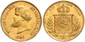 BRASILIEN, Pedro II., 1831-1889, 10000 Reis 1885. Aufl.7.955 Ex.
Ware ist MwSt-befreit
VAT tax free
GOLD, seltener Jahrgang, ss-vz
Frbg.122; KM 46...