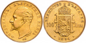 BULGARIEN, Ferdinand I., 1887-1918, 100 Leva 1894 KB.
Ware ist MwSt-befreit
VAT tax free
GOLD, ss-vz
Frbg.2; KM 21