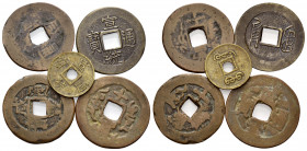 CHINA, Ching-Dynastie, 1644-1911, 7. Kaiser Hsien Feng, 1851-1861. AE 10 Cash Aksu Xinjiang (2 Varianten); AE 10 Cash Yarkand. DAZU: 10. Kaiser Hsüan ...