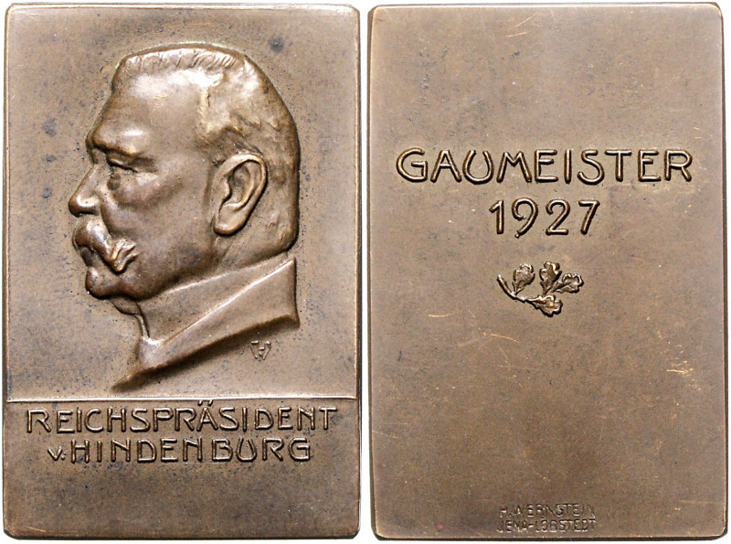 POLITIKER, Deutscher Reichspräsident, Br.-Plakette 1927 von H.Wernstein (Jena-Lo...
