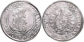 HAUS HABSBURG, Ferdinand I., ab 1526 König, Kaiser 1558-1564, Taler o.J.(1526-1564), Joachimstal. Bekröntes und geharn. Hüftbild mit Zepter r. Rs.Bekr...