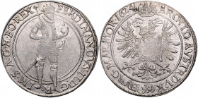 HAUS HABSBURG, Ferdinand II., 1619-1637, Taler 1624, Prag. Mzz.Greifenprotome. 29,09g.
min.Hsp., ss/ss+
Dav.3136; Vogelh.149/1