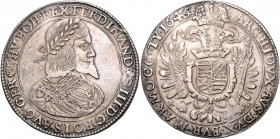 HAUS HABSBURG, Ferdinand III., 1637-1657, Reichstaler 1646 KB, Kremnitz. 28,25g.
ss
Dav.3198; Vogelh.197