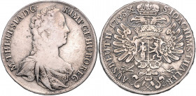 HAUS HABSBURG, Maria Theresia, 1740-1780, Ausbeutetaler 1758, Prag. Grube St. Joachimsthal. 27,05g.
f.ss/ss
Dav.1137; Voglh.279