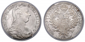 HAUS HABSBURG, Maria Theresia, 1740-1780, Reichstaler 1780 SF. Prägung 1815-1828 Mailand.
PCGS Genuine, UNC Details, cleaned