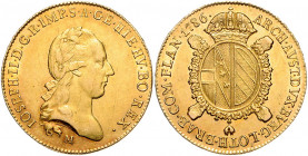 HAUS HABSBURG, Joseph II., 1765-1790, Sovrano 1786 M, Mailand. 11,03g.
GOLD, vz/vz+
Frbg.739a; Her.111