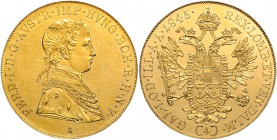 HAUS HABSBURG, Ferdinand I., 1835-1848, 4 Dukaten 1845 A, Wien. 13,96g.
GOLD, Prachtex., winz.Kr., vz-st
Frbg.480; KM 2270