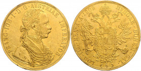 HAUS HABSBURG, Franz Joseph I., 1848-1916, 4 Dukaten 1909.
Ware ist MwSt-befreit
VAT tax free
GOLD, kl.Kr. im Feld, vz
KM 2276
