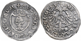 AUGSBURG, STADT, Batzen 1532. Mit Titel Karl V. 3,33g.
gut ausgeprägt, Sf., f.vz
Forster 23; Schulten 62