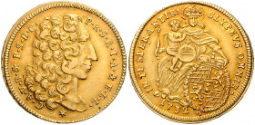 BAYERN, Karl Albrecht, 1726-1745, Carolin 1732. 9,7g.
GOLD, attraktive Goldpatina, ss+
Frbg.229; KM 408