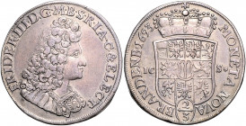 BRANDENBURG-PREUSSEN, Friedrich III., 1688-1701, Gulden =2/3 Taler 1693 ICS, Magdeburg.
schöne Tönung, ss-vz
Dav.273