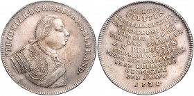 BRANDENBURG-PREUSSEN, Friedrich Wilhelm I. der Soldatenkönig, 1713-1740, 1/2 Taler 1721 L, Berlin. Auf die Huldigung in Stettin. 13,26g.
selten, fein...