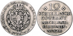 MECKLENBURG-SCHWERIN, Friedrich, 1756-1785, 12 Schilling 1776. 9,11g.
ss+
J.7; KM 215; Kunzel 343