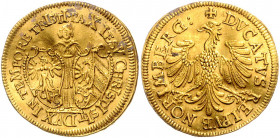 NÜRNBERG, STADT, Dukat 1637 (Chronogramm). 3,45g.
GOLD, l.gewellt, vz
Frbg.1827; Kellner 61