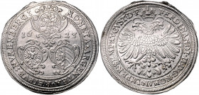 NÜRNBERG, STADT, Reichstaler 1623. Mit Titel Ferdinand II. Drei Wappen in Kartuschen mit Jahreszahl. Rs.Bekrönter Doppeladler. 28,88g.
vz
Dav.5636; ...