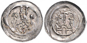 STRASSBURG, BISTUM, Bertold von Teck, 1223-1244, Pfennig o.J. Büste des Bischofs v.vorn, blickt l. mit segnender Hand, hält Krummstab. Rs.Dreitürmiges...