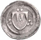WÜRZBURG, BISTUM, Gerhard von Schwarzburg, 1372-1400, Einseitiger Pfennig o.J. (ab 1395/96). Rechenschild zwischen 3x3 Punkten/Kleeblättern. 0,46g.
s...