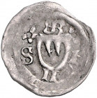 WÜRZBURG, BISTUM, Gerhard von Schwarzburg, 1372-1400, Einseitiger Pfennig o.J. (ab 1395). Rechenschild, Beizeichen fünfblättrige Rosette. 0,52g.
ss
...