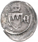 WÜRZBURG, BISTUM, Gerhard von Schwarzburg, 1372-1400, Einseitiger Pfennig o.J. (ab 1395). Gekrönter Rechenschild zwischen N-E.
ss
Vgl.Ehwald 5060