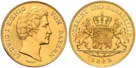 BAYERN, Ludwig I., 1825-1848, Dukat 1842, München. 3,48g.
GOLD, feine Kr., vz/vz+
AKS 71; Witt.2705
