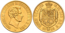 BRAUNSCHWEIG-LÜNEBURG, Wilhelm, 1831-1884, 10 Taler 1856 B. 13,26g.
GOLD, selten, ss-vz
AKS 67; J.327