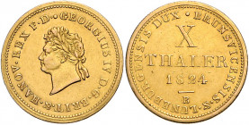 HANNOVER, Georg IV., 1820-1830, 10 Taler 1824 B. 13,31g.
GOLD, ss-vz
AKS 26; J.108; Frbg.1158