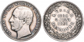 HANNOVER, Georg V., 1851-1866, Silberabschlag von den Stempeln der 1/2 Vereinskrone 1861 a.d. 25-Jahrfeier des Landwirtschaftlichen Vereins für den La...