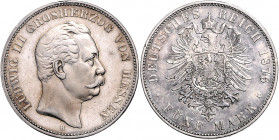 HESSEN, Ludwig III., 1848-1877, 5 Mark 1876 H.
vz
J.67
