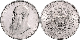 SACHSEN-MEININGEN, Georg II., 1866-1914, 5 Mark 1908 D.
vz-st
J.153b