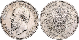 SCHAUMBURG-LIPPE, Georg, 1893-1911, 5 Mark 1898 A.
ss-vz
J.165