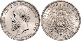 SCHAUMBURG-LIPPE, Georg, 1893-1911, 3 Mark 1911 A. Sein Tod.
st
J.166