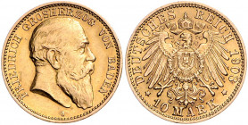 BADEN, Friedrich I., 1852-1907, 10 Mark 1903 G.
ss/ss-vz
J.190
