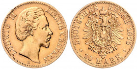 BAYERN, Ludwig II., 1864-1886, 10 Mark 1875 D.
ss
J.196