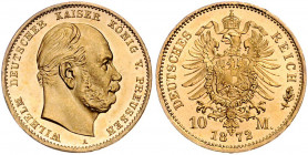 PREUSSEN, Wilhelm I., 1861-1888, 10 Mark 1872 A.
Prachtex., Erstabschlag/st
J.242