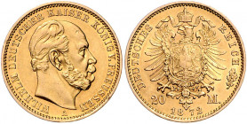 PREUSSEN, Wilhelm I., 1861-1888, 20 Mark 1872 A.
vz
J.243