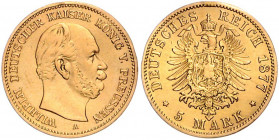 PREUSSEN, Wilhelm I., 1861-1888, 5 Mark 1877 A.
l.gewellt, ss
J.244