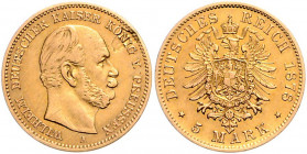 PREUSSEN, Wilhelm I., 1861-1888, 5 Mark 1878 A.
Vs.Sf., kl.Kr., ss
J.244