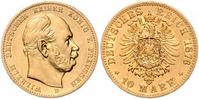 PREUSSEN, Wilhelm I., 1861-1888, 10 Mark 1876 B.
sehr seltener Jahrgang, vz-st
J.245