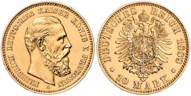 PREUSSEN, Friedrich III., 1888, 10 Mark 1888 A.
vz/st
J.247